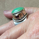 Chrysoprase & Garnet Divine Ring - Lover of Truth