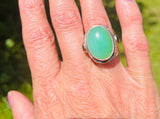 Chrysoprase & Garnet Divine Ring - Lover of Truth